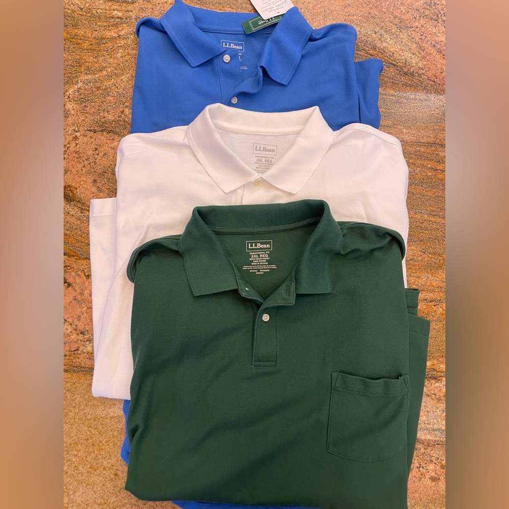 LLBean Mens 3XL polos set of 3 like new &NWT